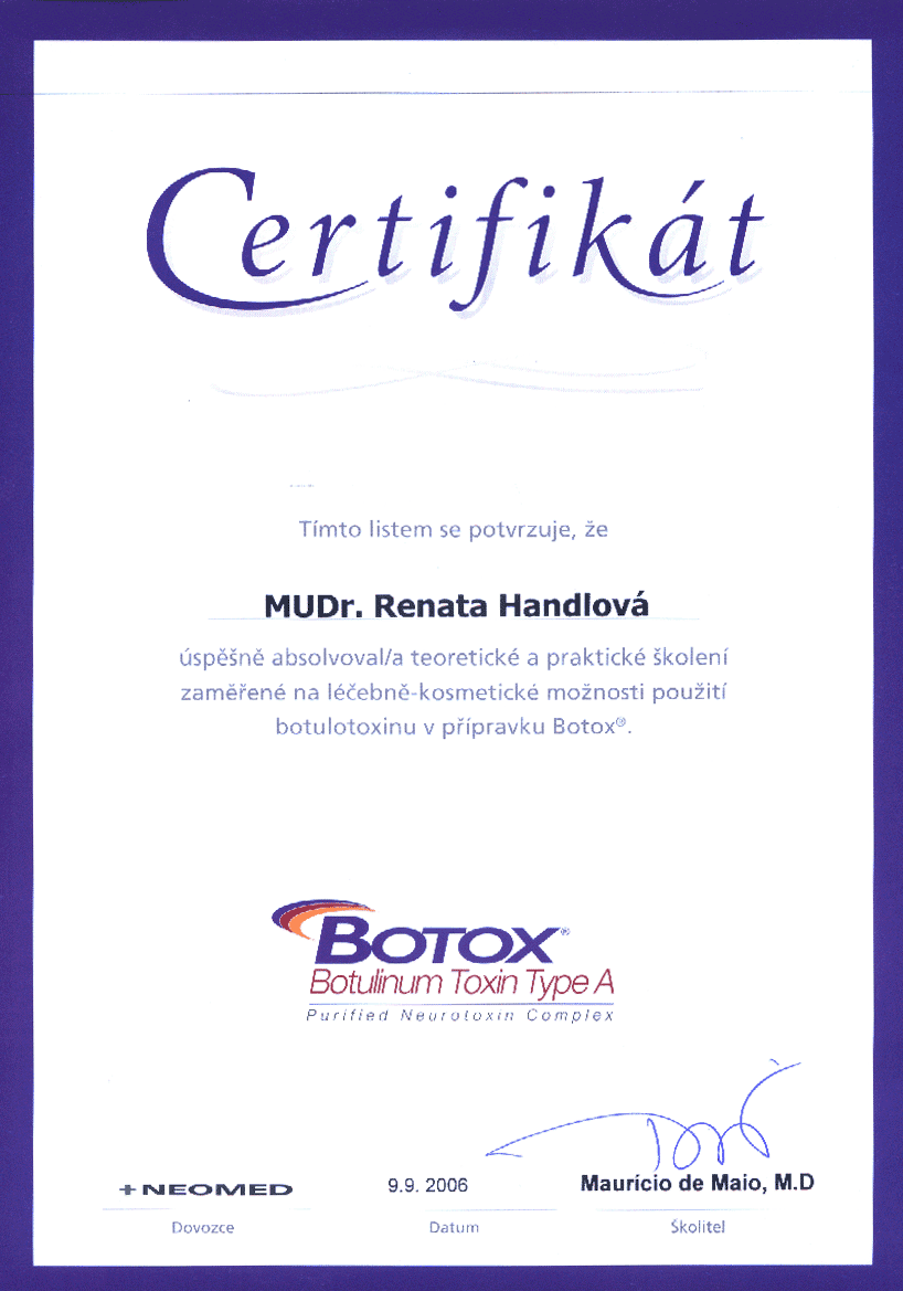 Certifikát Botox


